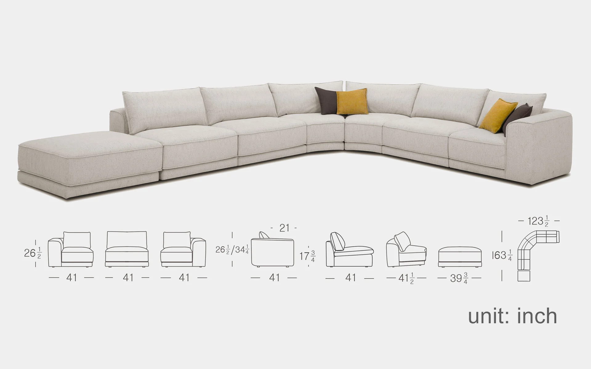 Aquilo Modern Motion Sectional Sofa with Ottoman - Image 10