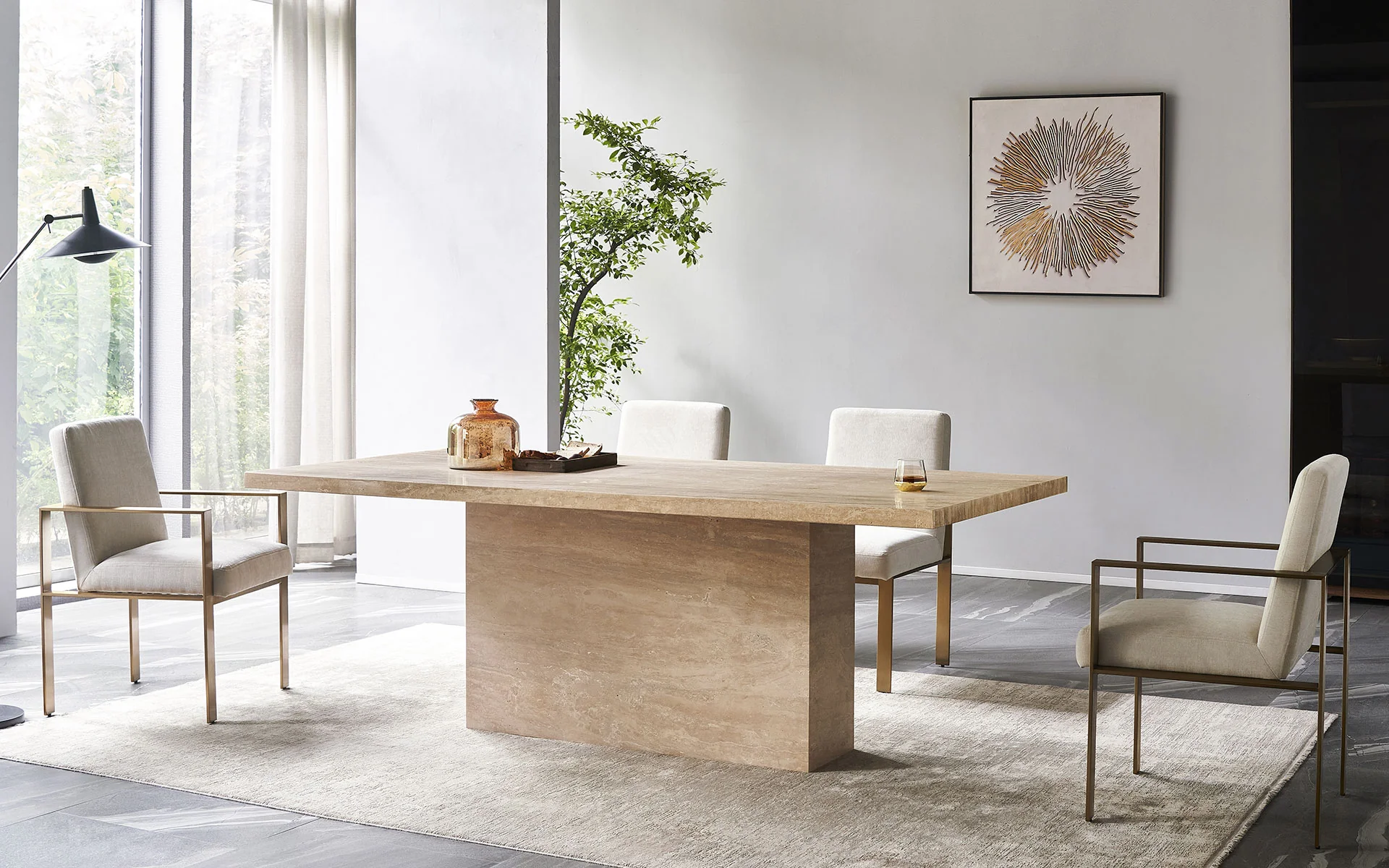 Carrara Travertine Rectangle Dining Table - Image 3
