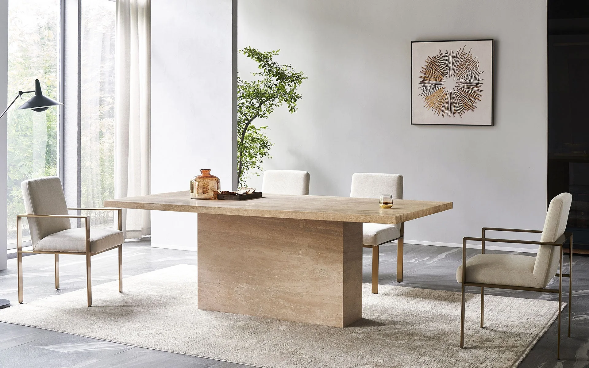 Carrara Travertine Rectangle Dining Table - Image 3