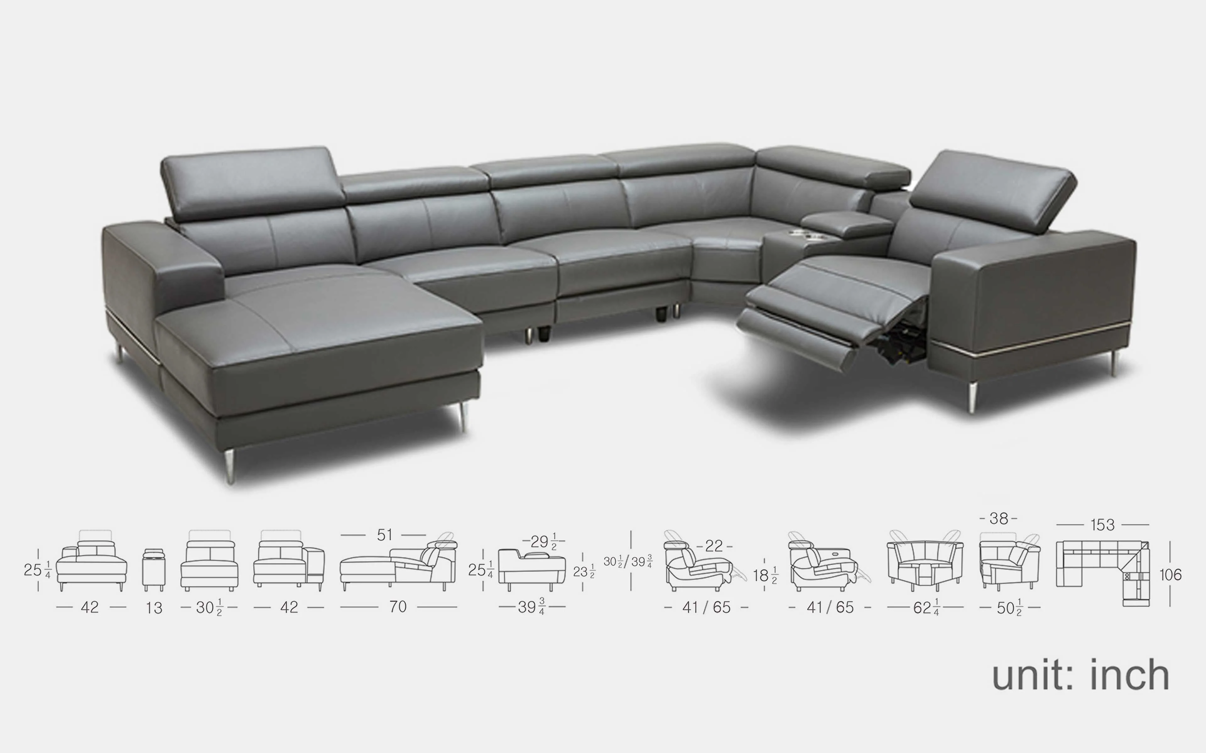 Dahlia 6pc Modern Motion Recliner - Image 4