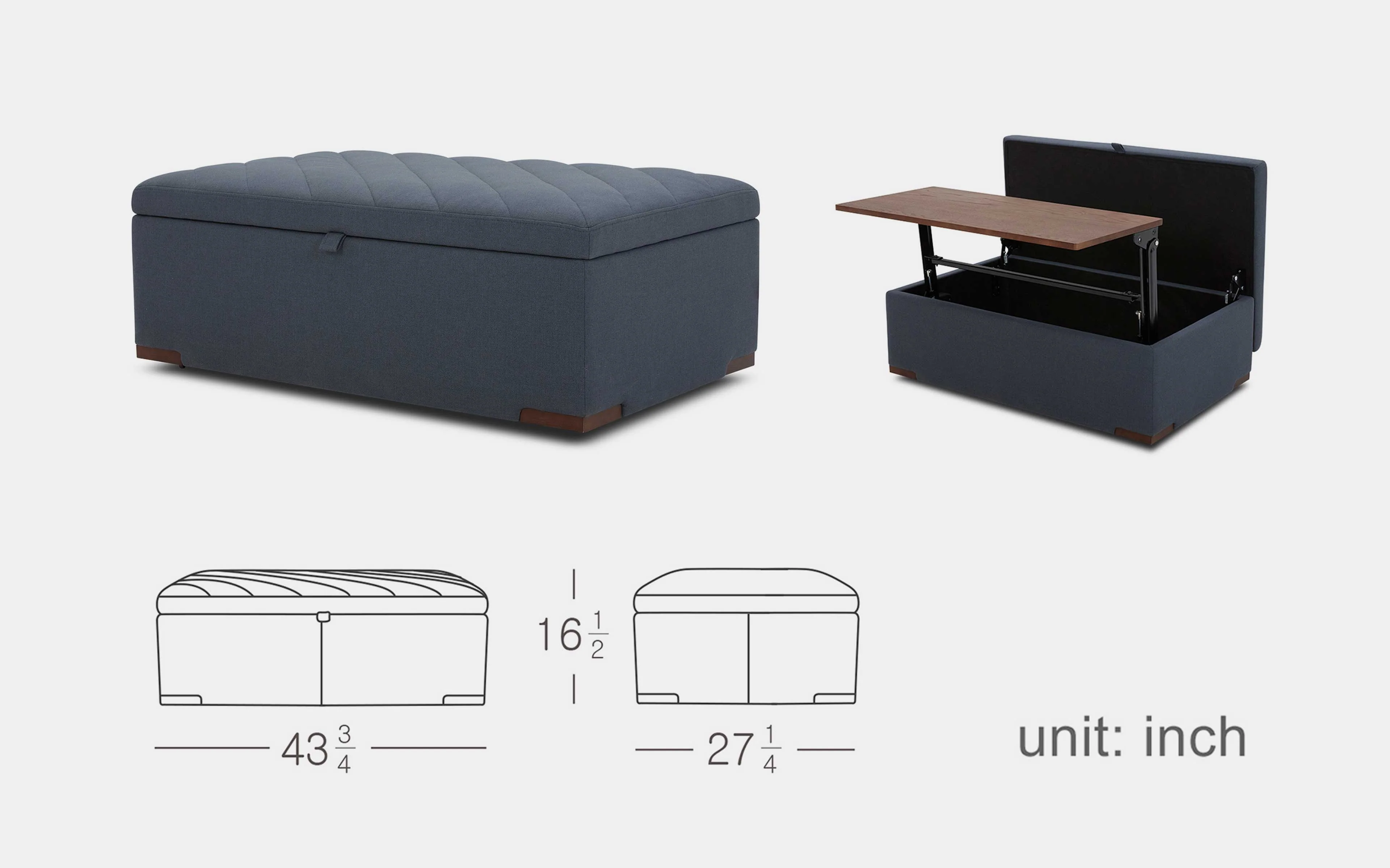 Fractus Modern Motion Storage Ottoman with Tray Table Desk - Image 8