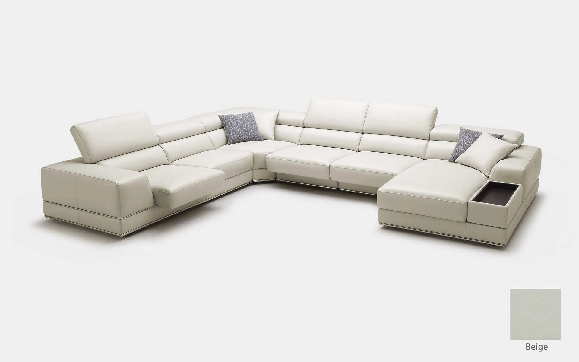 Geranium 6pc Modern Motion Leather Sectional with Storage - Image 10