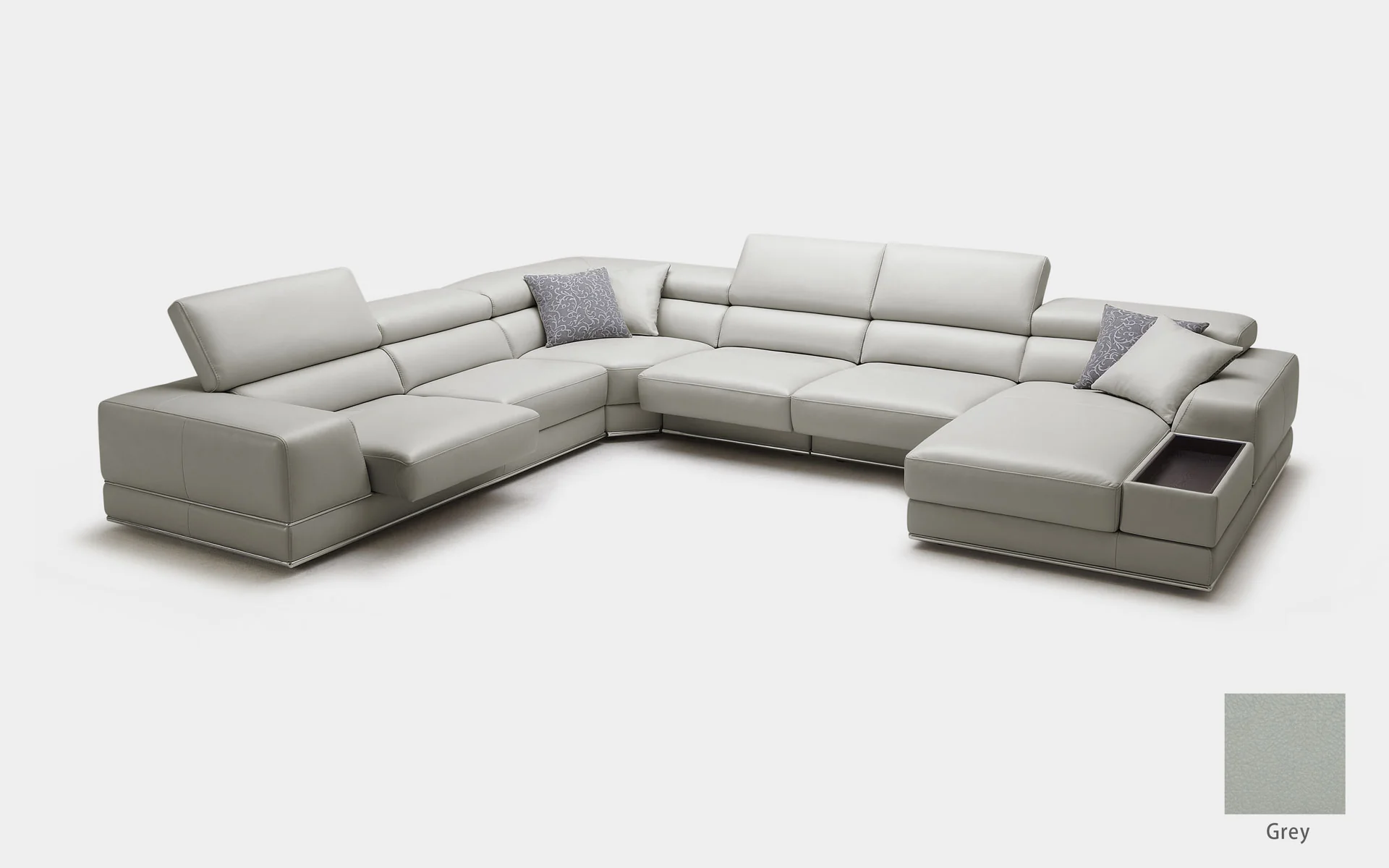Geranium 6pc Modern Motion Leather Sectional with Storage - Image 11