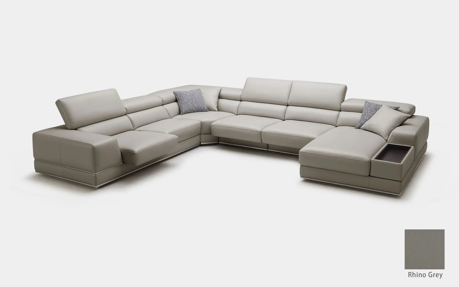 Geranium 6pc Modern Motion Leather Sectional with Storage - Image 12