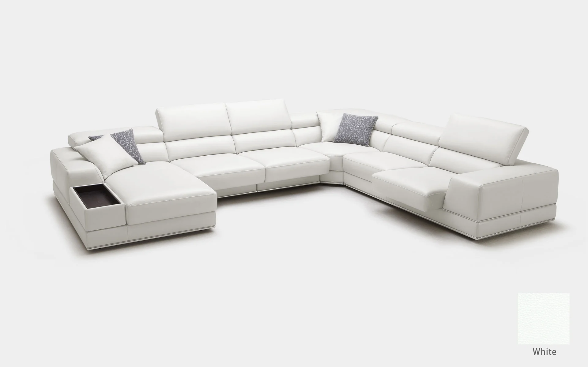 Geranium 6pc Modern Motion Leather Sectional with Storage - Image 13