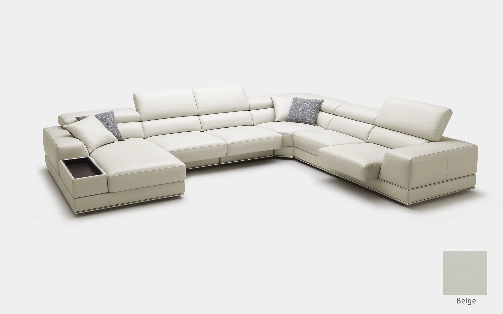 Geranium 6pc Modern Motion Leather Sectional with Storage - Image 14