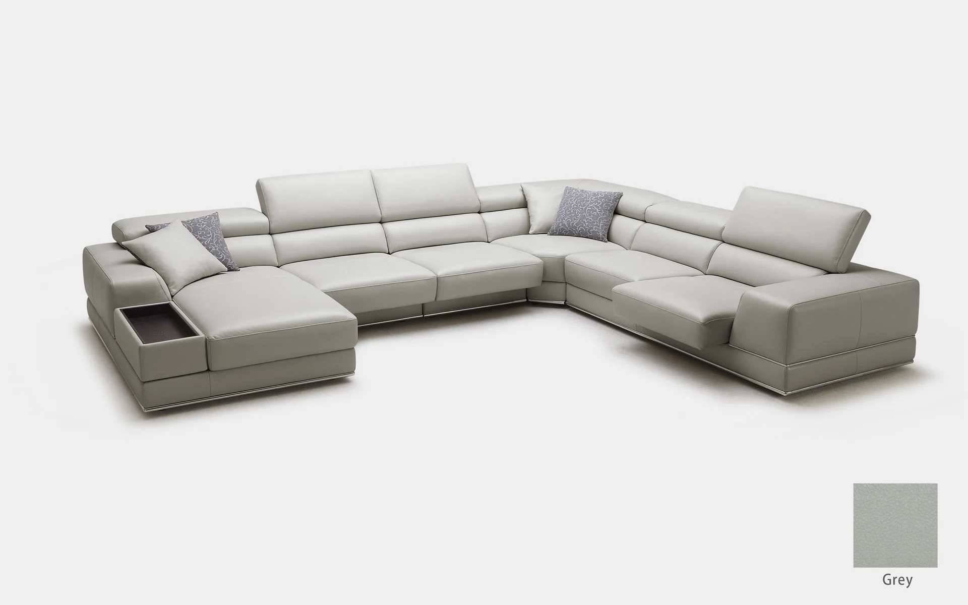 Geranium 6pc Modern Motion Leather Sectional with Storage - Image 15