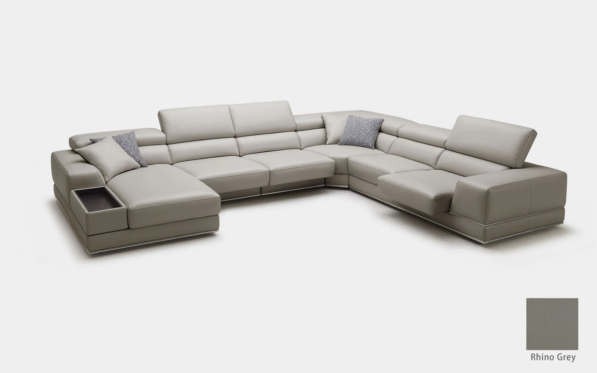 Geranium 6pc Modern Motion Leather Sectional with Storage - Image 16