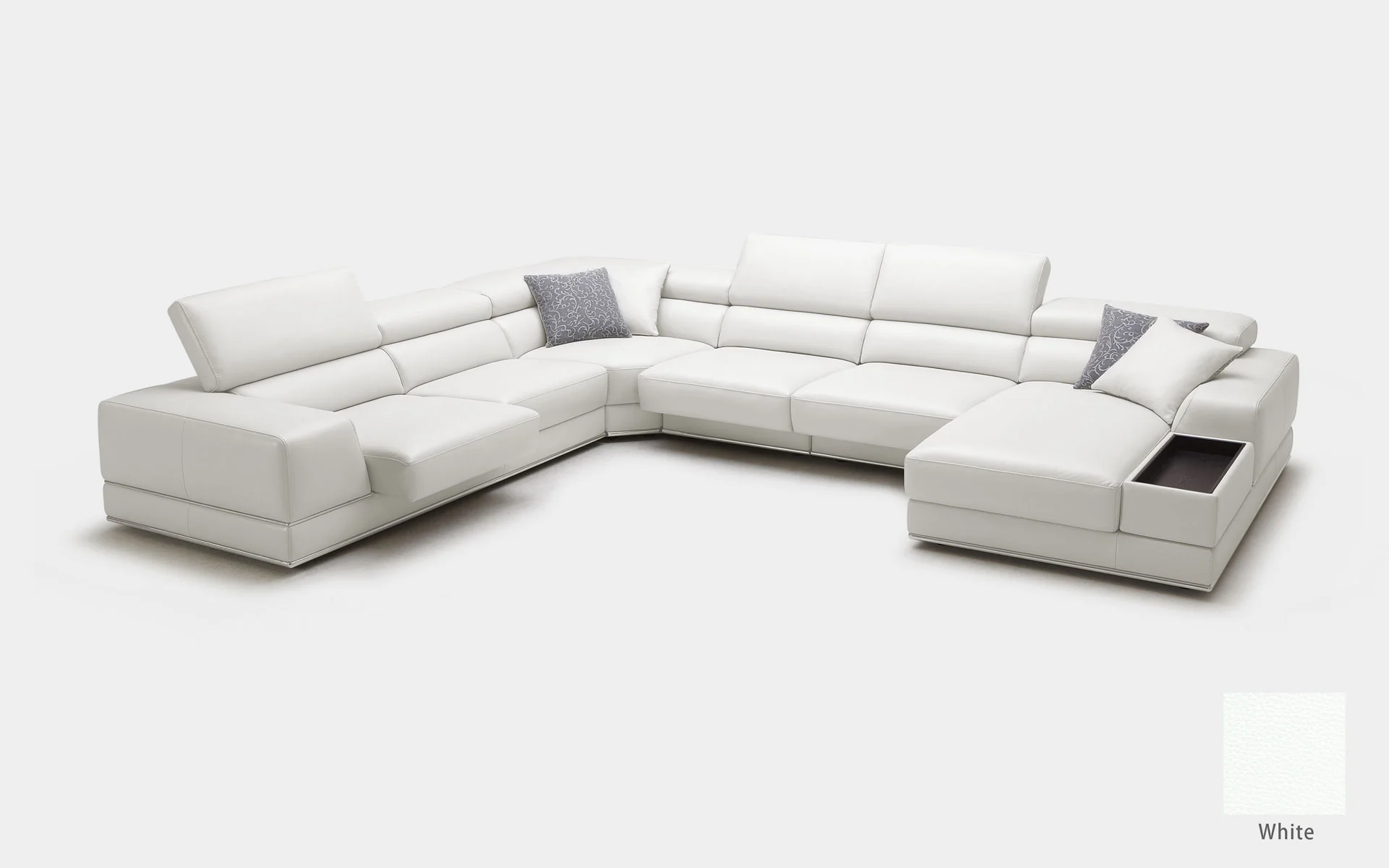 Geranium 6pc Modern Motion Leather Sectional with Storage - Image 9