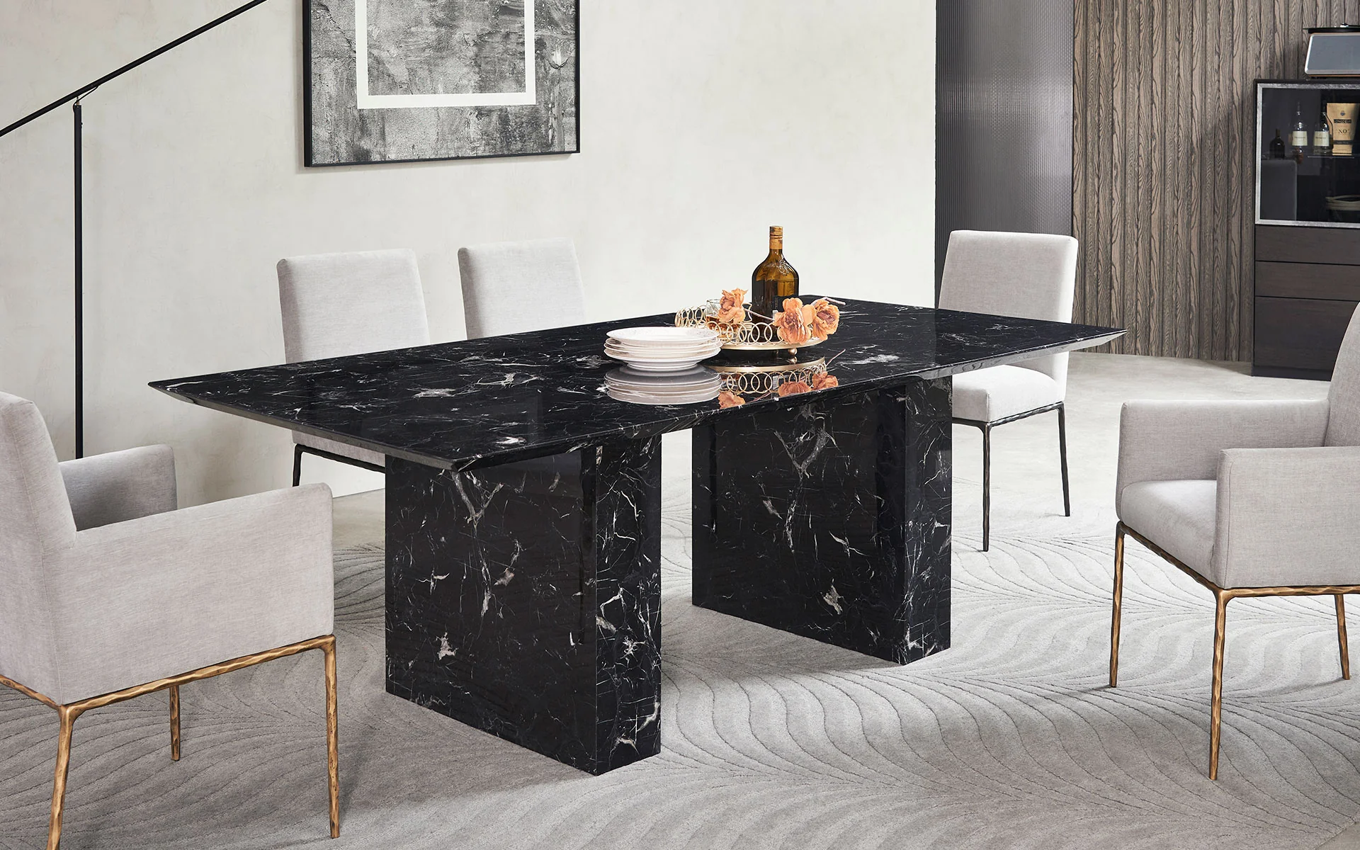 Luna Marble Rectangle Dining Table - Image 4