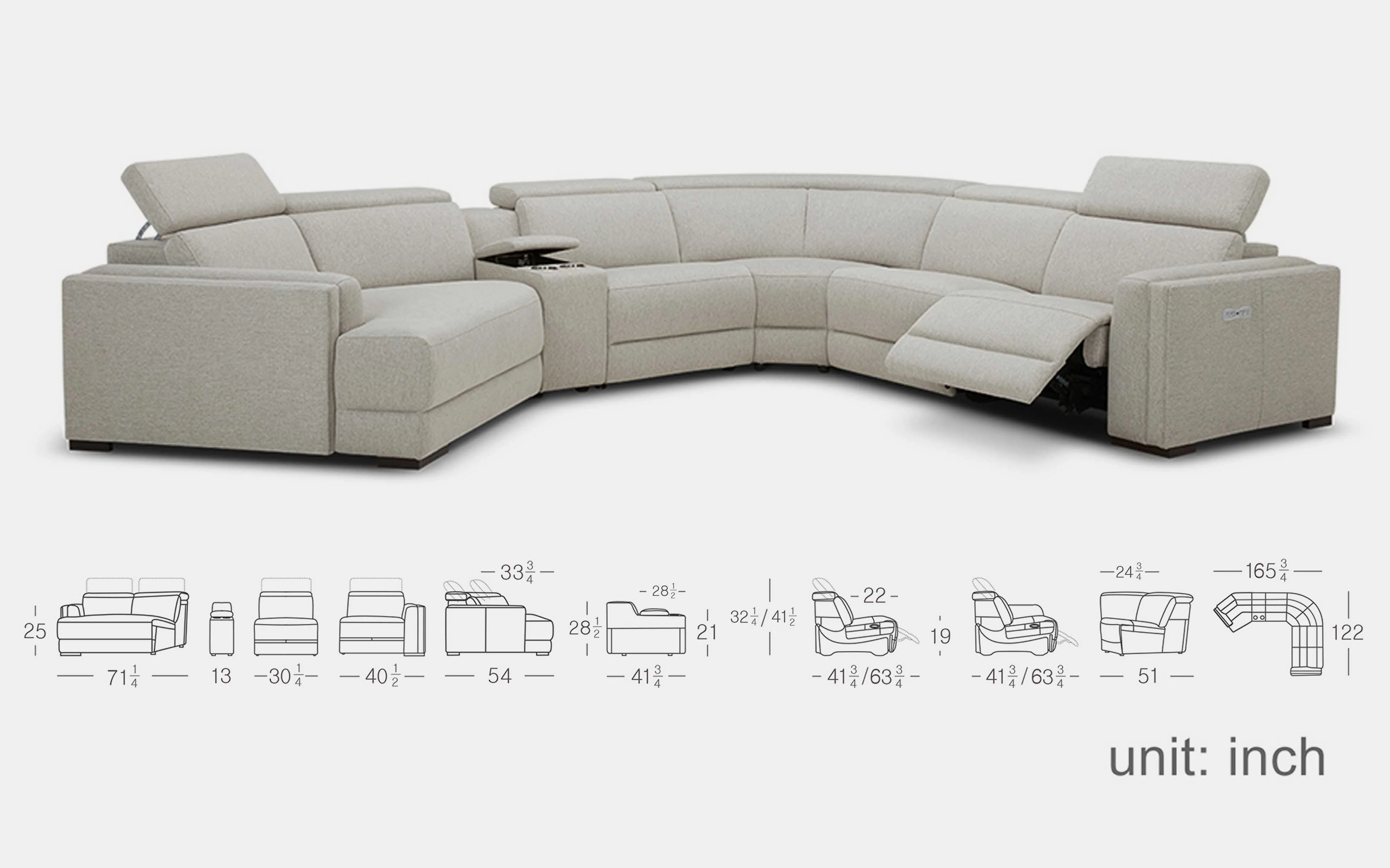 Narciso Modern Motion Reclining Sectional - Image 17
