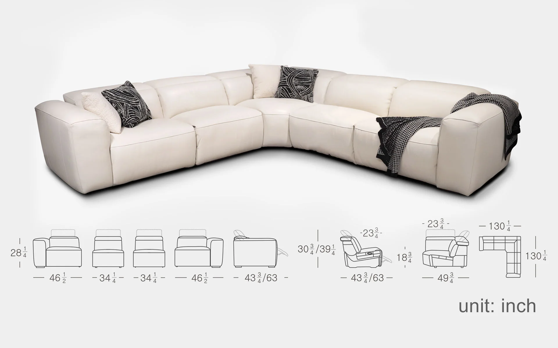 Rosabella Modern Leather Reclining Sectional - Image 15