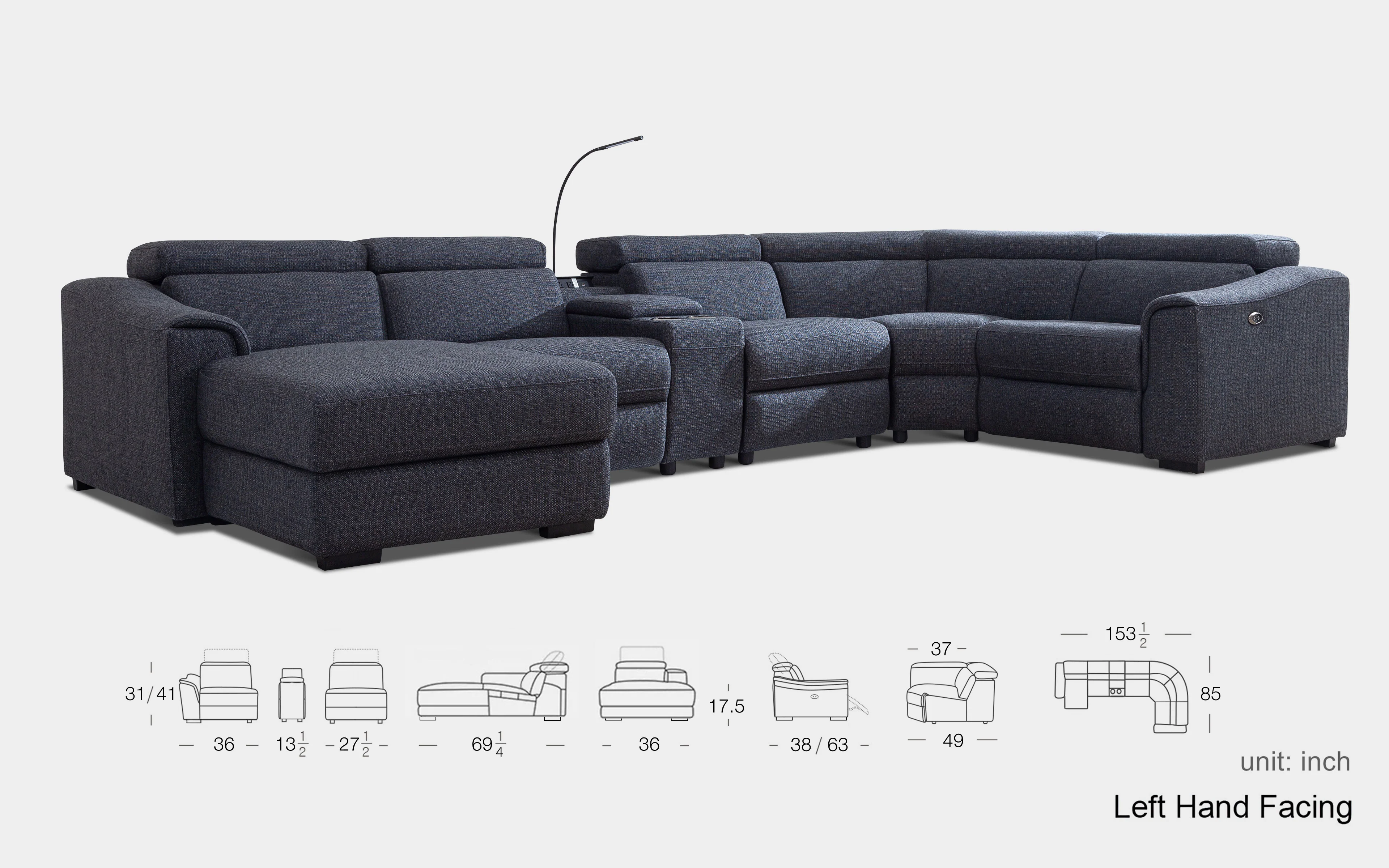 Violetta 6pc Modern Motion Reclining Sectional - Image 24