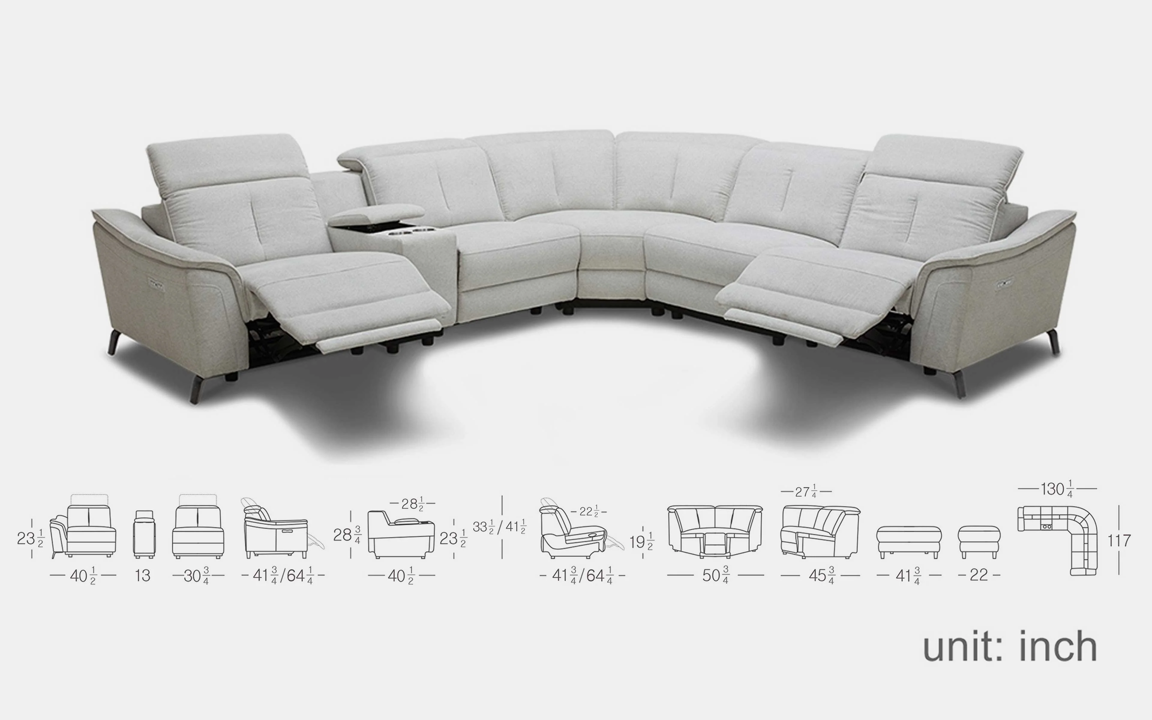 Zafferano Modern Motion Reclining Sectional - Image 16
